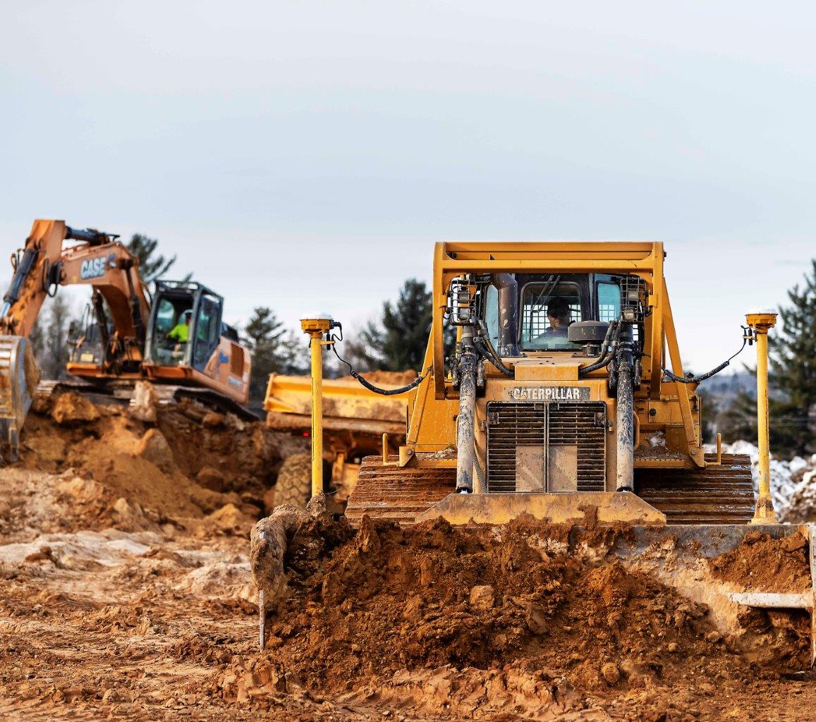 CAT bulldozer Heavy Highway Construction Site Balance with GPS equipment